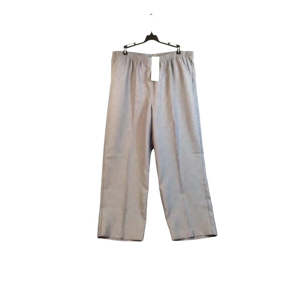 NWT Trousers Pants Size 18W Grey Pull On Polyester Pocket Wide Leg Casual Career